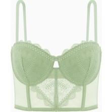Fashion 2501 Rosali Soft Push Up Dolgulu Dantelli Büstiyer Sütyen Yeşil