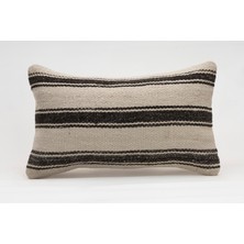 El Yapımı Kilimden Yapılmış Vintage Kırlent Kılıfı, Yün, 30X50 cm