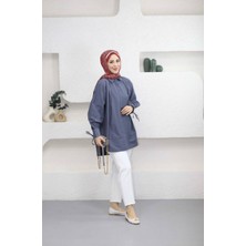 8511 - Poplin Pileli Gizli Düğmeli Kadın Gömlek