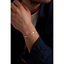 14 Ayar Kordon Detaylı Erkek Altın Bileklik