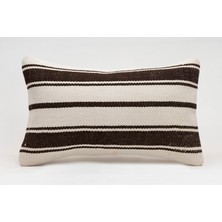 El Yapımı Kilimden Yapılmış Vintage Kırlent Kılıfı, Yün, 30X50 cm