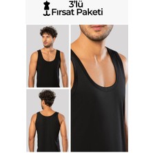Weweus Siyah 3'lü Süper Ince Erkek Doğal Bambu Lüks Atlet 11143
