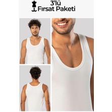 Weweus Beyaz 3'lü Süper Ince Erkek Doğal Bambu Lüks Atlet 11143