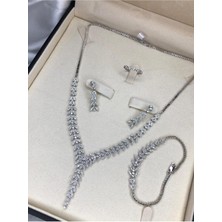 Vogutima Bengi Zirconia Taşlı Gümüş Su Yolu Set-Kolye,bileklik,küpe,yüzük