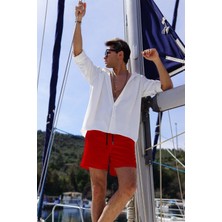 Miami Beach Kırmızı Renk Standart Boy Erkek Mayo Deniz Şortu 350-K