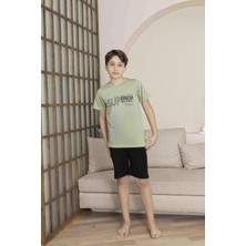Erkek Çocuk Alt Üst Kısa Kollu Bermude Boy Şort Takım Pijama Takım 4008