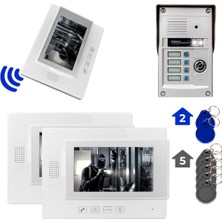 Powermaster 37T4 2 Daire 7'' Nfc Destekli Görüntülü Diafon Kapı Zili Interkom Akıllı Ev Güvenliği Sistemi