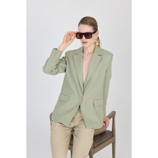 Olive Yeşili Keten Görünümlü %100 Pamuk Astarlı Blazer Ceket 6023-3