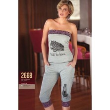 Leopar Desenli Straplez Takım