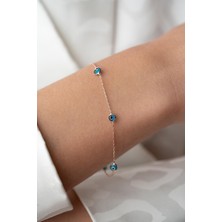 925 Ayar Gümüş Rose Tek Sıra Nazar Göz Bileklik
