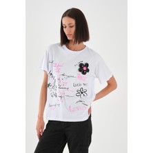 Alexander Gardi Alexandergardı Dokulu Çiçek Detaylı Baskılı Kadın T-Shirt