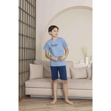 Erkek Çocuk Alt Üst Kısa Kollu Bermude Boy Şort Takım Pijama Takım 4009M