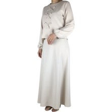 Kadın Spor Önden Kurdela Modelli Kolağzı Lastikli Etek Yandan Fermuarlı Etek Mevlana Model Ikili Takım