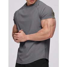 Genius Store Erkek Spor Tişört Running Sports Gym Reglan Oval Kesim Penye T-Shirt Ovalt-Shirt