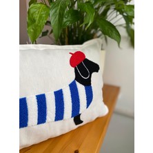 Sosis Köpek Desenli Punch Işlemeli Dikdörtgen Kırlent Kılıfı - 30X50CM Punch Köpek Desenli Kırlent Kılıfı