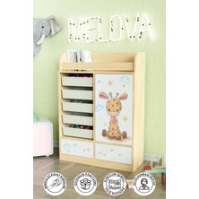 Bay Zürafa Design "melova" 5 Sepetli 2 Çekmeceli Çok Amaçlı Oyuncak Dolabı