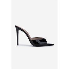 Valmenti Kadın Siyah Rugan Topuklu Terlik 1096 6766 Bn Trlk Y25 Sıyah Rgn