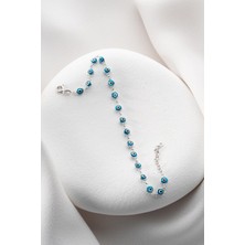 925 Ayar Gümüş Rodyumlu Sıralı Nazar Göz Bileklik