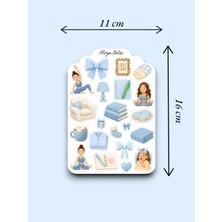 Mavi Cozy Temalı Sticker - Etiket - Çıkartma Bullet Journal, Ajanda, Planner, Günlük Için Uygun Set