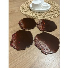 Epoksi Reçine Bardak Altlığı - 4'lü Takım - Kahverengi Glitterli - Çap: 12 cm