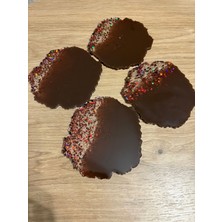Epoksi Reçine Bardak Altlığı - 4'lü Takım - Kahverengi Glitterli - Çap: 12 cm