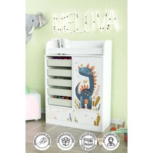 Minik Dino Design "melova" 5 Sepetli 2 Çekmeceli Çok Amaçlı Oyuncak Dolabı