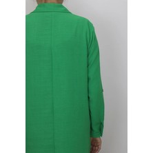 Klapa Fistan Store Kadın Mavi Spor Kesim Rahat Kalıp Uzun Kollu Büyük Beden Yazlık Gömlek
