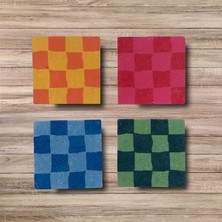 Renkli Damalı Taş Bardak Altlığı – 4’lü Set
