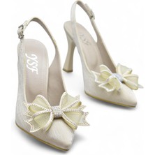 6513 Fiyonklu Taşlı 9cm Kadın Topuklu Ayakkabı Abiye Düğün Nişan Ayakkabısı