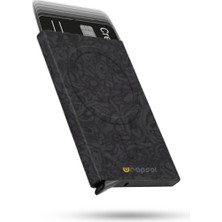 Wrapsol Magsafe Mekanizmalı Alüminyum Kartlık Rfid Korumalı Dalgalı Siyah Hediye Seçeneği