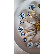 Hediyelik 10'lu Göz Detaylı Bej Anahtarlık 11,5 cm