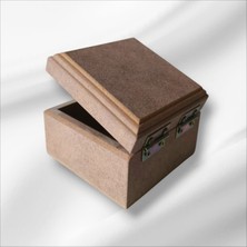 Ahşap Boyanabilir-Takı-Makyaj-Aksesuar-Dekoratif Çok Amaçlı Kare Kutu