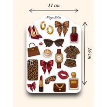 Leopar Temalı Sticker - Etiket - Çıkartma Bullet Journal, Ajanda, Planner, Günlük Için Uygun Set