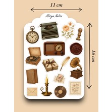 Vintage Temalı Sticker - Etiket - Çıkartma Bullet Journal, Ajanda, Planner, Günlük Için Uygun Set