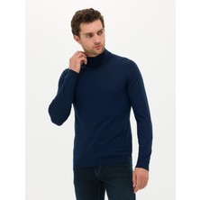 Cacharel Erkek Lacivert Slim Fit Yarım Balıkçı Basic Triko Kazak 50211256-VR033