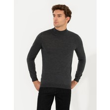 Cacharel Erkek Antrasit Melanj Slim Fit Yarım Balıkçı Basic Triko Kazak 50211256-VR081
