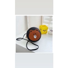Teddy Bear Kahverengi Ayıcık Bombo Deri Erkek Kız Çocuk Bebek Cüzdan Omuz Yan Çanta Ölçüler 12X12CM