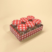 Sarkap Home 6'lı 40 ml Cam Kavanoz Kırmızı Ekose