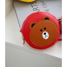 Teddy Bear Kahverengi Ayıcık Bombo Deri Erkek Kız Çocuk Bebek Cüzdan Omuz Yan Çanta Ölçüler 12X12CM