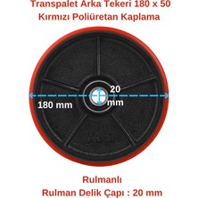 Transpalet Tekeri Poliüretan Kaplama Rulmanlı 180X50 Kırmızı 1 Adet