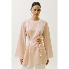 Hana Organze Bluz Pudra