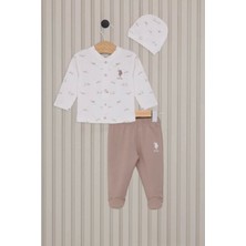 Erkek Bebek Patikli 3'lü Takım USB2018 Krem