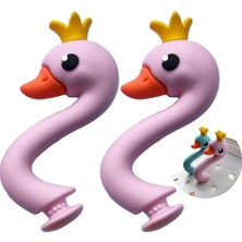Ozn Aksesuar 3D Jibbitz 1 Adet Pembe Kuğu Terlik Süsü Kolay Takılabilir Eğlenceli Figür