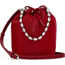 Kadın Kırmızı Taşlı Kumaş Omuz Çantası 25SBD27406F