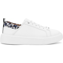 Acbc x Derimod Kadın Beyaz Bağcıklı Leopar Detaylı Sneaker 25SFD435014