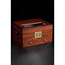 Falconetti Sedir Ağacı Camlı Çekmeceli Humidor Puro Kutusu RC56