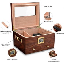 Falconetti Sedir Ağacı Camlı Çekmeceli Humidor Puro Kutusu RC56