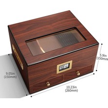 Falconetti Sedir Ağacı Camlı Çekmeceli Humidor Puro Kutusu RC56