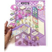 Kütüphane Izometrik Sticker Yapım Seti 3D Etiket Yapışkanlı Çıkartma - Tavşan (No:01)