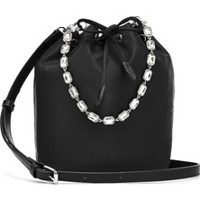 Kadın Siyah Taşlı Kumaş Omuz Çantası 25SBD27406F